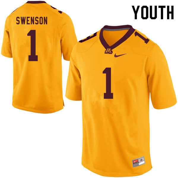 Youth #1 Calvin Swenson Minnesota Golden Gophers College Football Jerseys Sale-Yellow